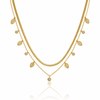 Dual Layer White Crystal Leaf Necklace