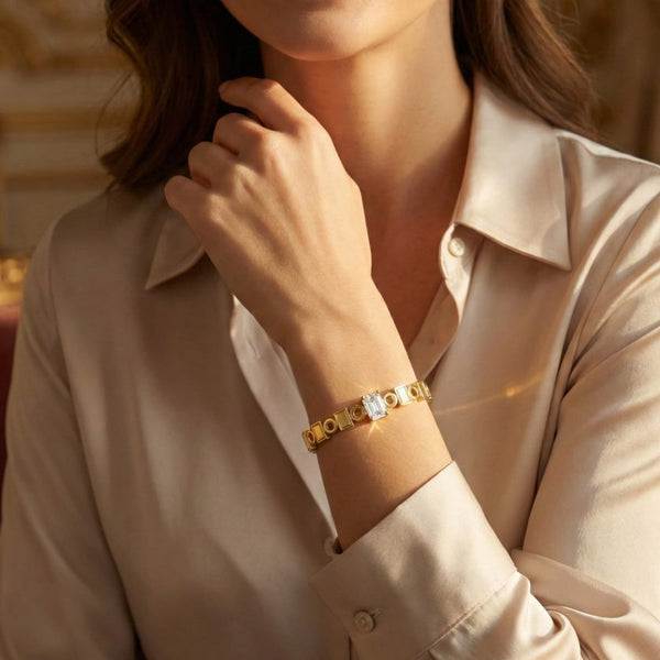 Rectangle charm crystal bracelet