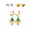 Emerald Gold Rays Earring Set