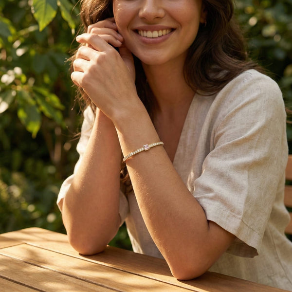 Pink Rectangle Crown Bracelet