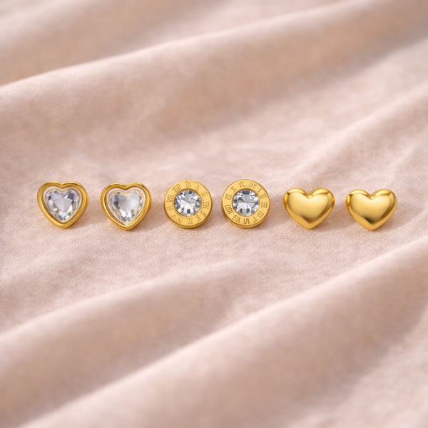 Heart Stud Earing Set