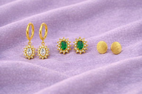 Emerald Spark Ray Earing Set