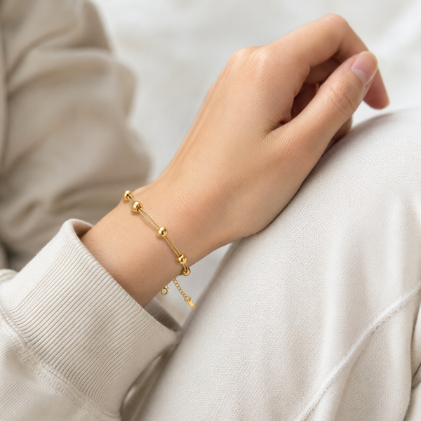 Statement Multilayer Gold Ball Bracelet