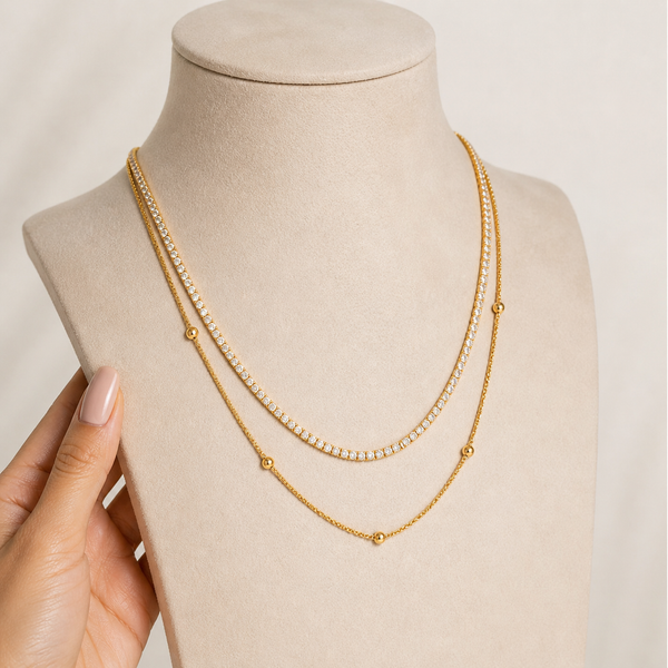 Dual Layer Gold Beads Nene Necklace