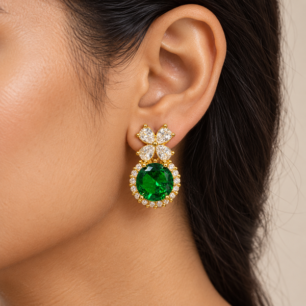 Emerald Crystal Halo Earring