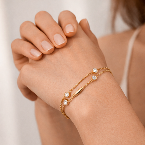 Double Crystal Stud Bracelet