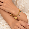 Gold Ray Heart Dual Layer Bracelet