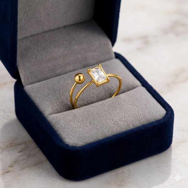 Emerald cut ring