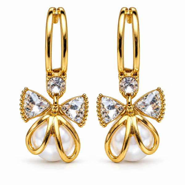 Perky Pearl Bow Earrings