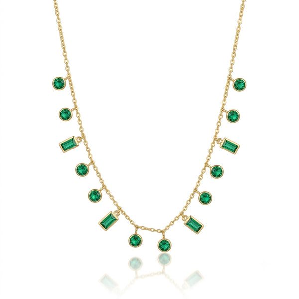 Emerald Rectangle Tassel Necklace