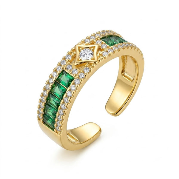Diamond Crown Emerald Line Ring