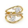 Teardrop Crystal Wave Stud Ring