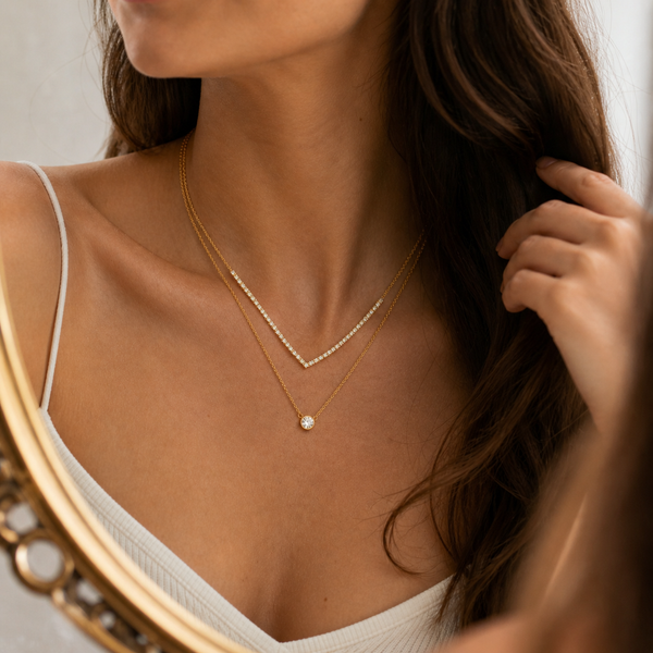 Crystal Pendent Studded Chain Necklace