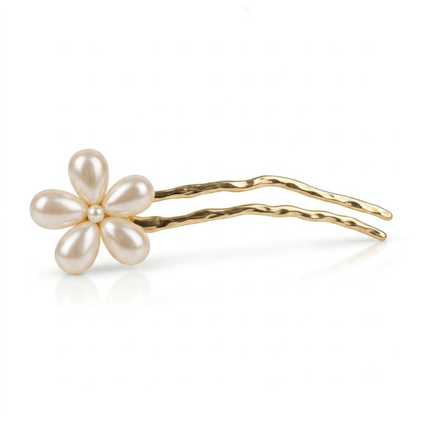 Pearl Flower Hair Fork – Pearl hair stick for women by Fix My Hairs