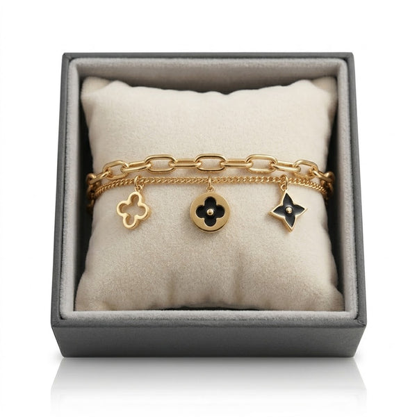 Leaf Charm Dual Link Bracelet
