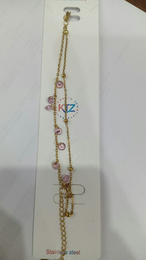 Dual Layer Pink Tassel Bracelet