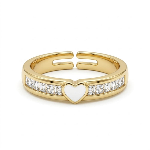 White Heart Slimline Ring