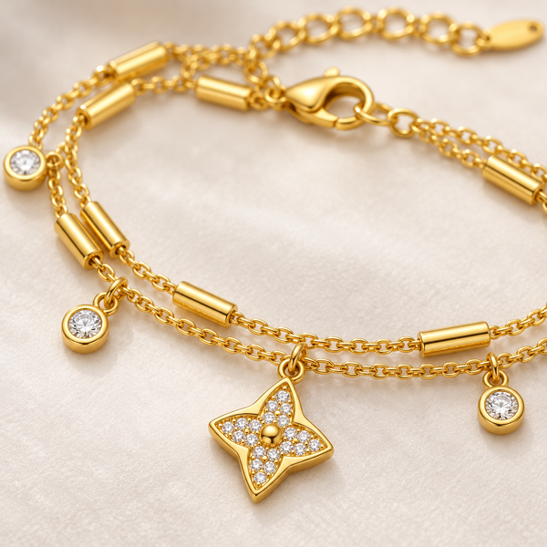 Dual Layer Leaf Clove Bracelet