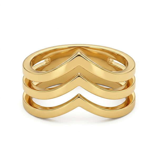Gold Plain V Stack Ring