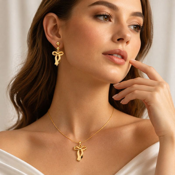 Bow Necklace Earring Set