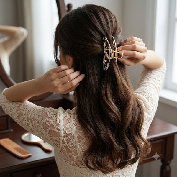 Studded Safety Pin Hair Claw hair claw clip – alternate angle
