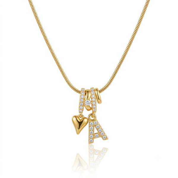 Letter Charm Solitaire Necklace- A