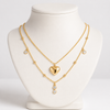 Dual Layer Gold Heart Charm Necklace