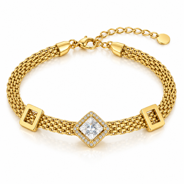 Rectangular Crystal Mesh Bracelet