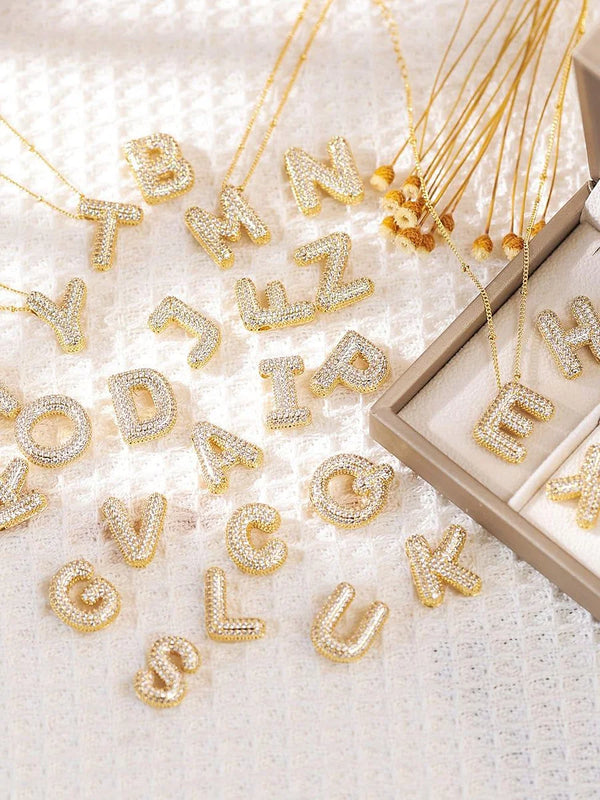 Diamond Studded Bubble Letters~ Necklace