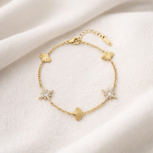 Crystal stud star shell Bracelet