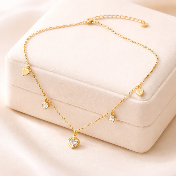 Gold Crystal Heart Necklace