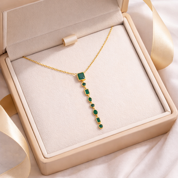 Emerald Rectange Stone Necklace