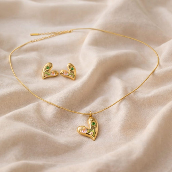 Colour star Heart Necklace with Earrings