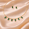 Emerald Long Charm Necklace with Earrings