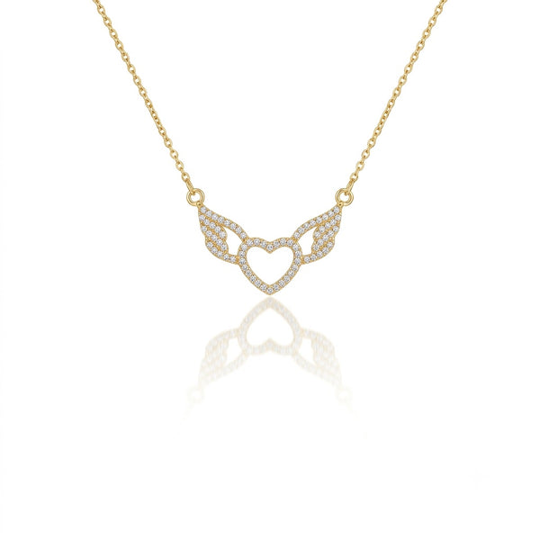 Halo Heart Studded Wing Necklace