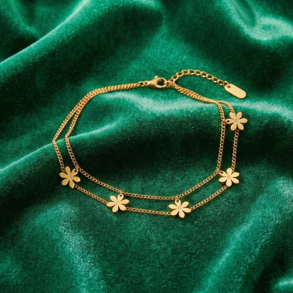Flower Dual Strand Chain Bracelet