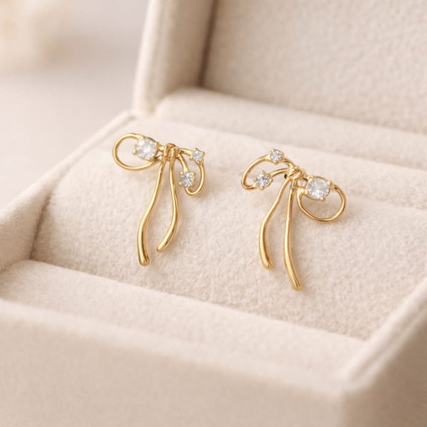 Thin Bow with crystal Earrings
