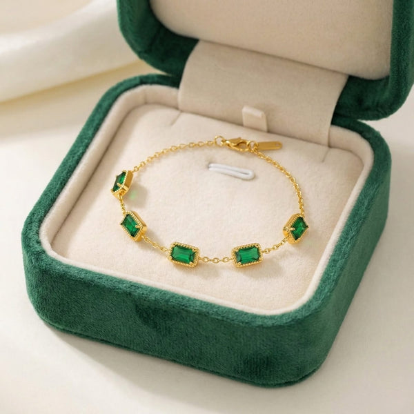Emerald Rectangle Cut Bracelet