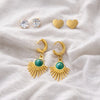 Emerald Gold Rays Earring Set