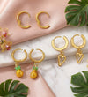 Pineapple Heart Charm Earrings