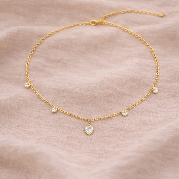 Dainty Heart Glass Beads Necklace