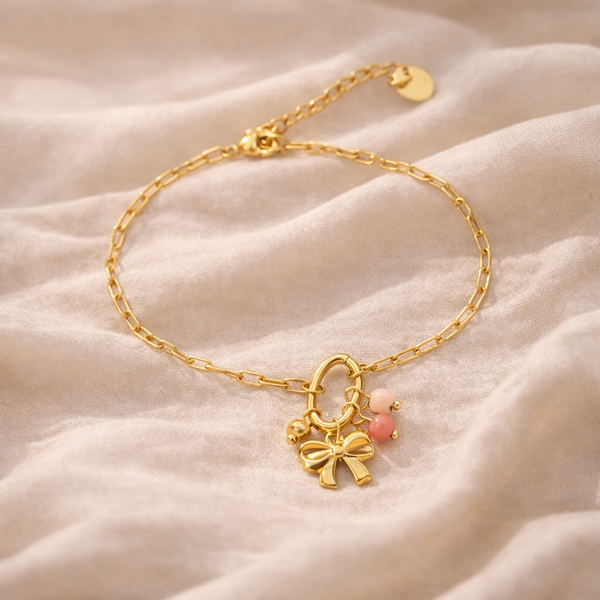 Bow charm beads chain bracelets
