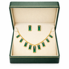 Emerald Rectangular Crystal Necklace with Earrings