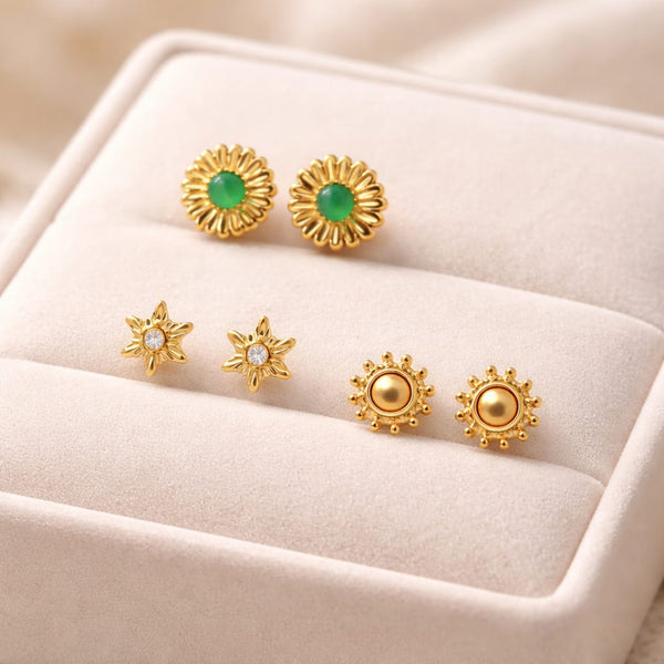 Emerald Stud Earring Set