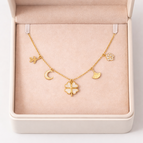 Clover Plane Charms Necklace