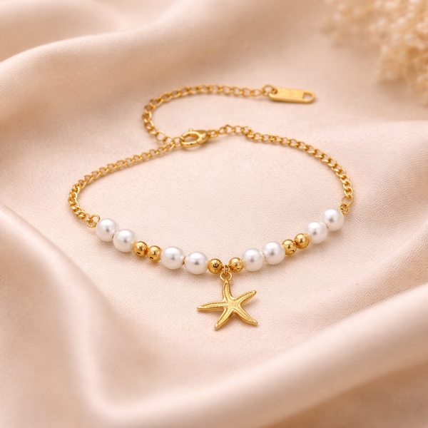 Star Charm Pearl Beaded Bracelet