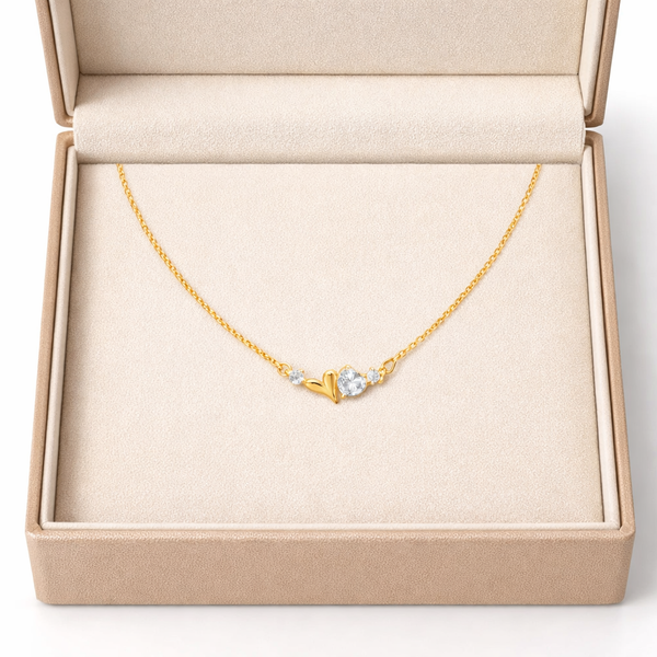 Crystal and Gold Heart Necklace