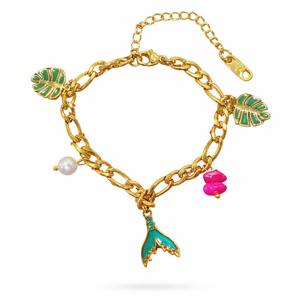 Fish tail leaf charm bracelet