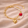 Red Gold Heart Pearl chain bracelet