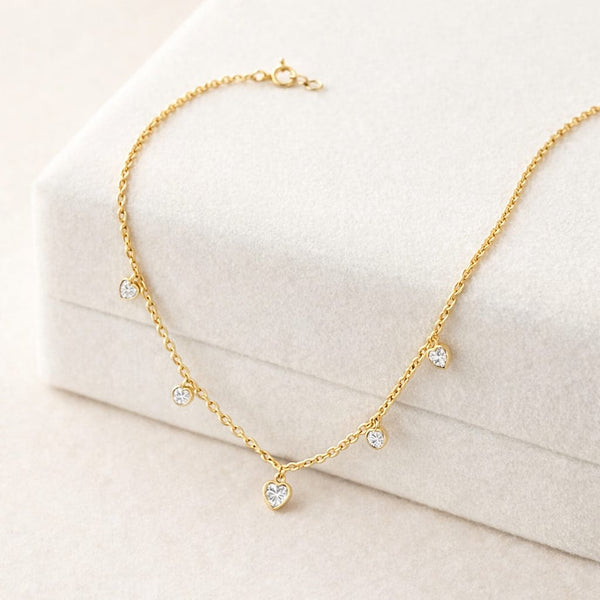 Multi Crystal Heart Necklace